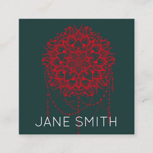 Mandala ontwerp moderne, stijlvolle creatieve indu vierkante visitekaartje (Voorkant)