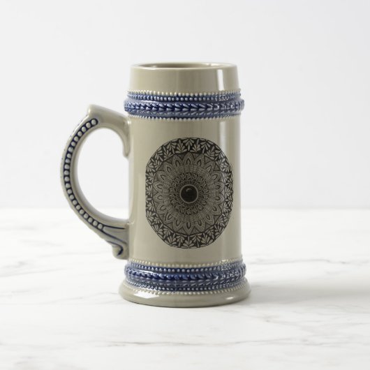 mandala-ontwerp op biermok bierpul (Links)