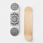 "Mandala" - Ontwerp van het zwarte en witte skateb Skateboard (Voorkant)