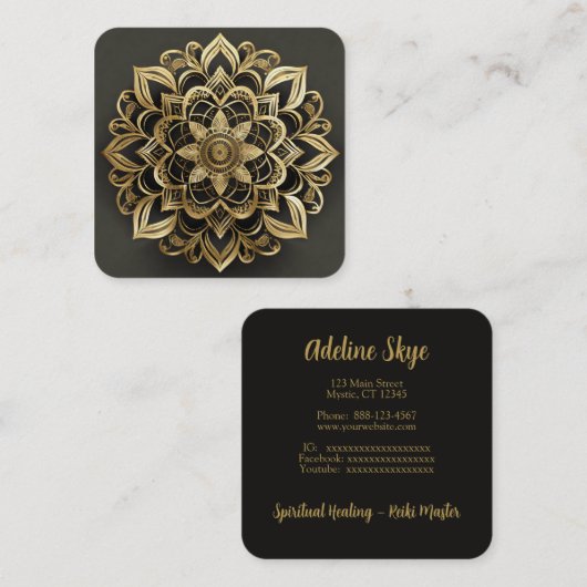 Mandala-ontwerp Vierkante Visitekaartje (Voorkant / Achterkant)