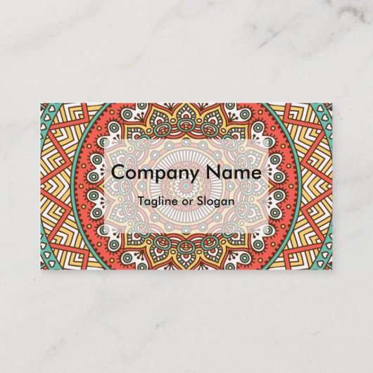 Mandala op crème visitekaartje (Achterkant)