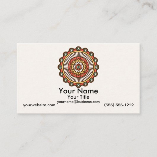 Mandala op crème visitekaartje (Voorkant)