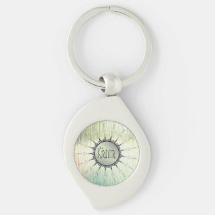 Mandala op Minty Frosted Glass Personaliseren Sleutelhanger