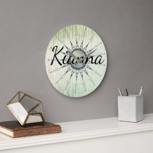 Mandala op Minty Glass gepersonaliseerd Grote Klok