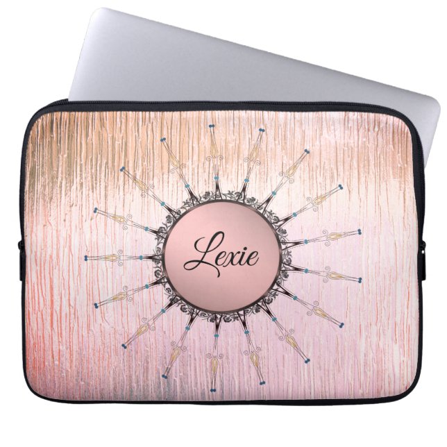  Mandala op peky roze glas Laptop Sleeve (Voorkant)