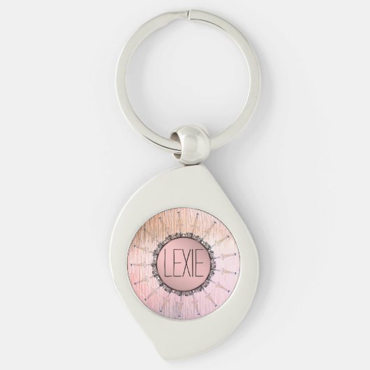  Mandala op peky roze glas Sleutelhanger (Voorkant)