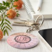  Mandala op peky roze glas Sleutelhanger (Zijkant)
