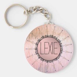 Mandala op peky roze glas Sleutelhanger
