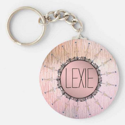  Mandala op peky roze glas Sleutelhanger (Voorkant)
