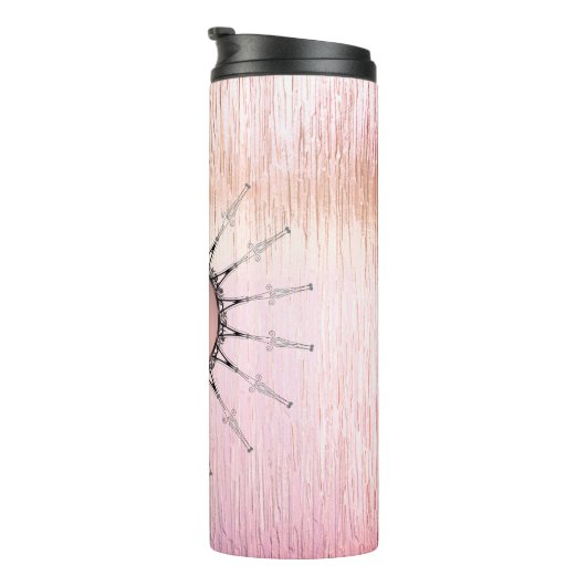  Mandala op peky roze glas Thermosbeker (Geroteerd rechts)