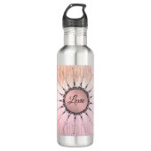 Mandala op peky roze glas Waterfles (Voorkant)