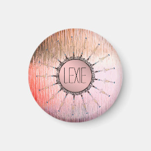 Mandala op Pink Frosted Glass Custom Magneet
