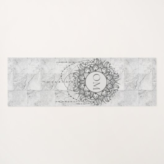 Mandala op Silver Marble Yoga Mat (Achterkant (horizontaal))