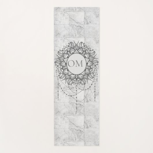 Mandala op Silver Marble Yoga Mat (Voorkant)