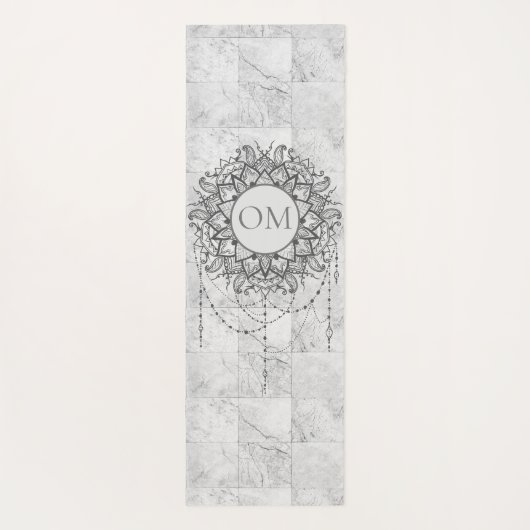 Mandala op Silver Marble Yoga Mat (Achterkant)