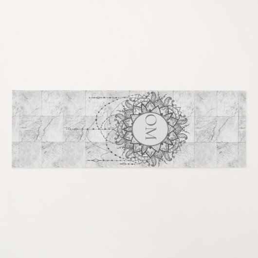 Mandala op Silver Marble Yoga Mat (Voorkant (horizontaal))
