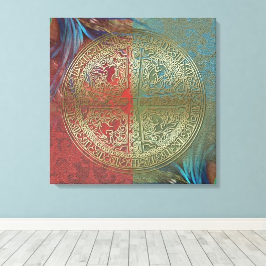 Mandala op veren - omwikkeld canvas (Insitu (Houten vloer))