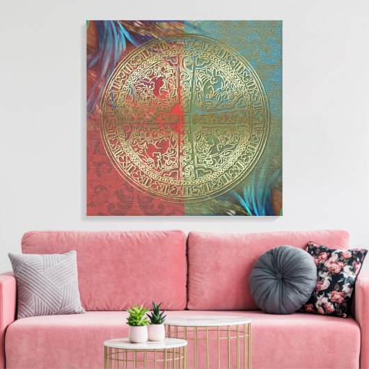 Mandala op veren - omwikkeld canvas (Insitu (Woonkamer))
