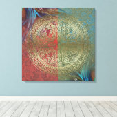 Mandala op veren - omwikkeld canvas afdruk (Insitu (Houten vloer))