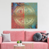 Mandala op veren - omwikkeld canvas afdruk (Insitu (Woonkamer))