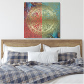 Mandala op veren - omwikkeld canvas afdruk (Insitu (Slaapkamer))