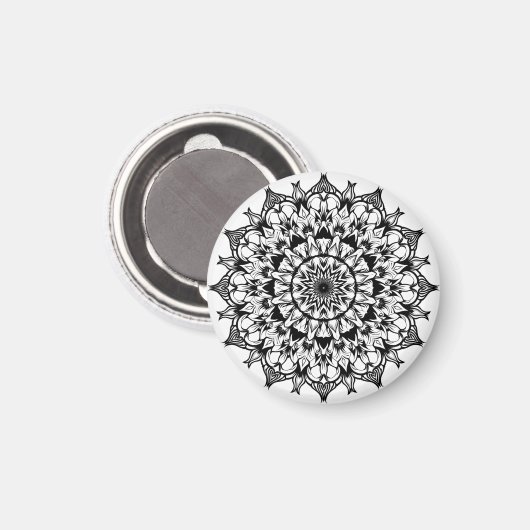 Mandala op wit magneet (Voorkant / Achterkant)