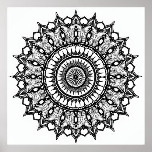 Mandala op wit poster