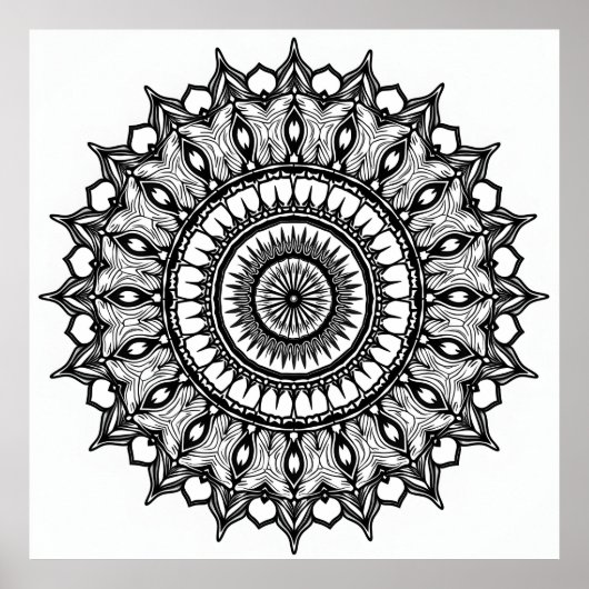 Mandala op wit poster (Voorkant)