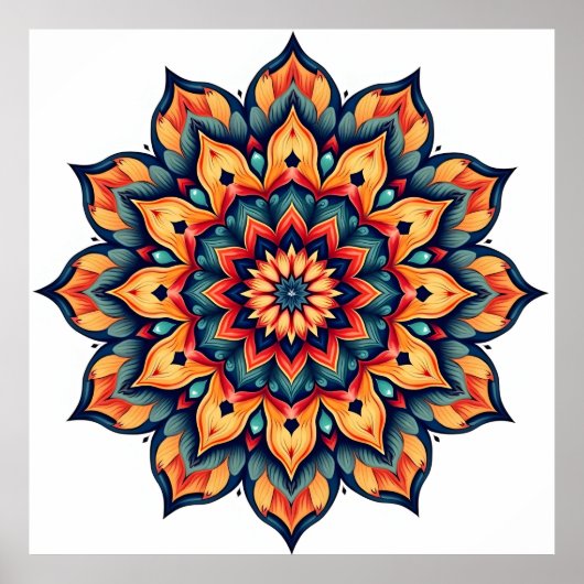 Mandala op wit poster (Voorkant)