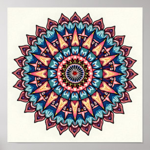 Mandala op wit poster