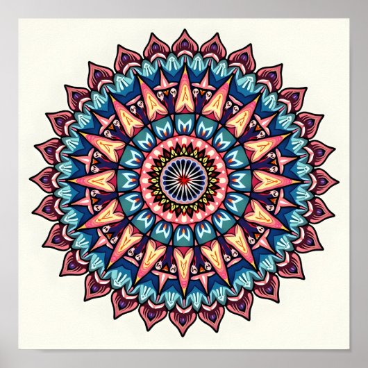 Mandala op wit poster (Voorkant)