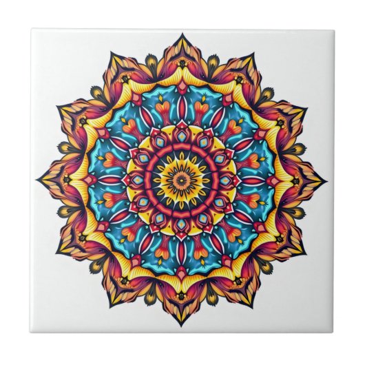 Mandala op wit tegeltje (Voorkant)