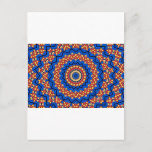 Mandala oranje blauw briefkaart