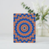 Mandala oranje blauw briefkaart (Staand voorkant)