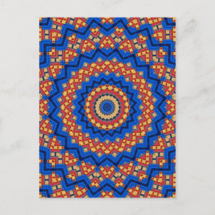 Mandala oranje blauw briefkaart