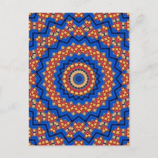 Mandala oranje blauw briefkaart (Voorkant)