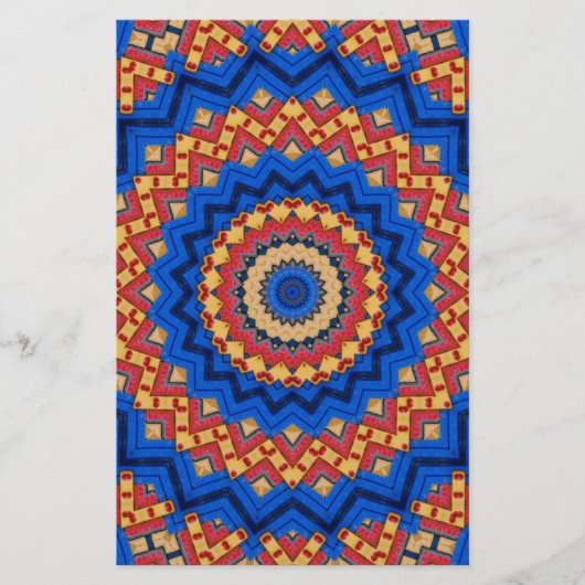Mandala oranje blauw briefpapier (Voorkant)
