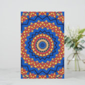 Mandala oranje blauw briefpapier (Staand voorkant)