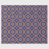 Mandala oranje blauw cadeaupapier (Vlak)
