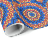 Mandala oranje blauw cadeaupapier (Rol Hoek)