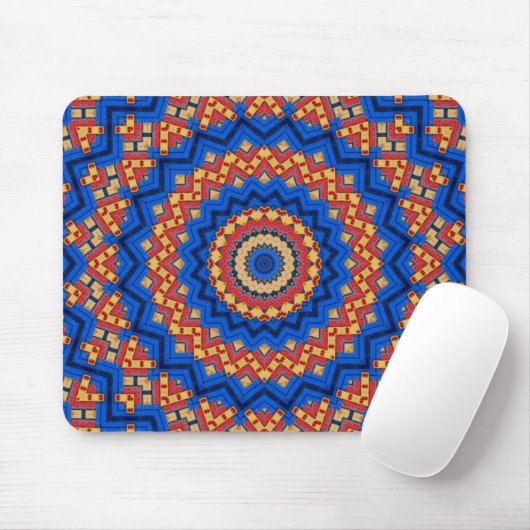 Mandala oranje blauw muismat (Met muis)
