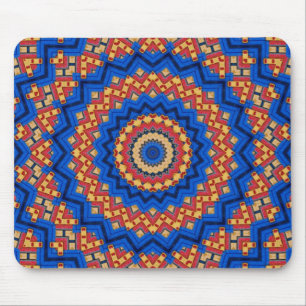 Mandala oranje blauw muismat