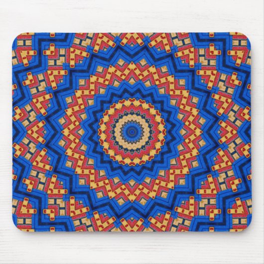 Mandala oranje blauw muismat (Voorkant)