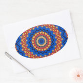 Mandala oranje blauw ovale sticker (Envelop)