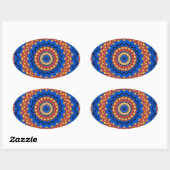 Mandala oranje blauw ovale sticker (Vel)