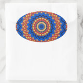 Mandala oranje blauw ovale sticker (Tas)
