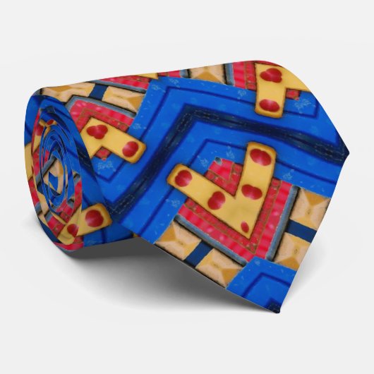 Mandala oranje blauw stropdas (Opgerold)