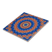 Mandala oranje blauw tegeltje (Zijkant)