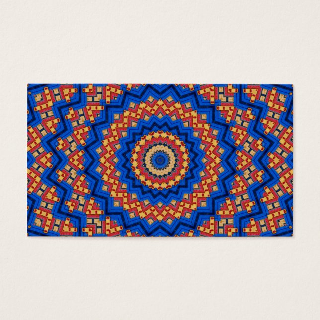 Mandala oranje blauw visitekaartje (Voorkant)