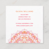 Mandala Oranje Roze Spiritueel Yoga Vers Wit Vierkante Visitekaartje (Achterkant)